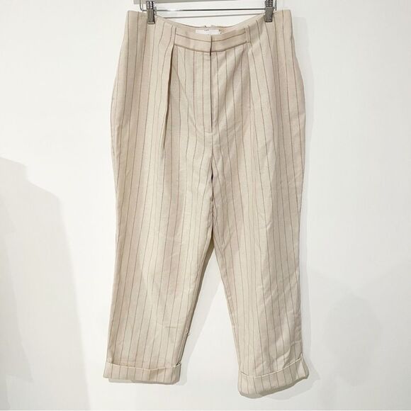 NWOT Anthropologie Significant Other Emery Cotton Blend Stripes Pleated Pants - Picture 6 of 13